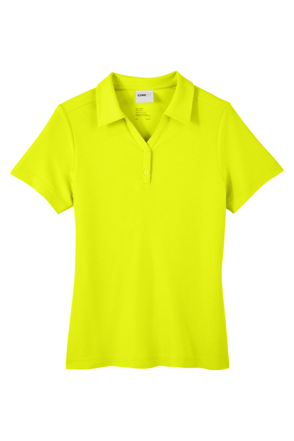 Core 365 CE112W Womens Fusion ChromaSoft Performance Moisture Wicking Pique Short Sleeve Polo Shirt Safety Yellow Flat Front