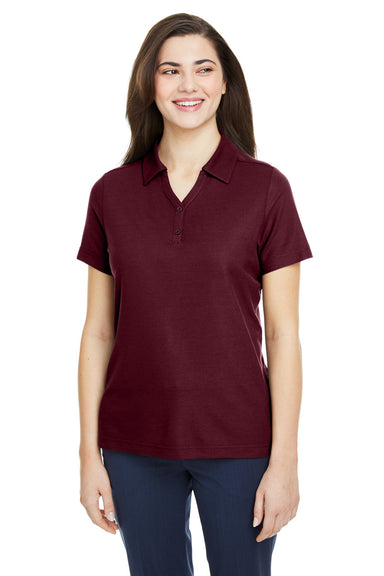 Core 365 CE112W Womens Fusion ChromaSoft Performance Moisture Wicking Pique Short Sleeve Polo Shirt Burgundy Model Front