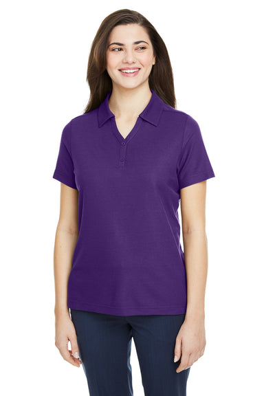 Core 365 CE112W Womens Fusion ChromaSoft Performance Moisture Wicking Pique Short Sleeve Polo Shirt Campus Purple Model Front