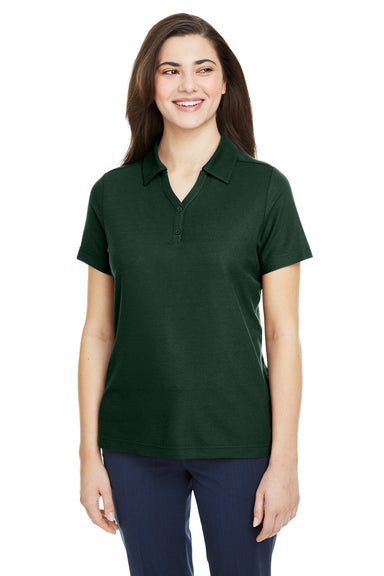 Core 365 CE112W Womens Fusion ChromaSoft Performance Moisture Wicking Pique Short Sleeve Polo Shirt Forest Green Model Front