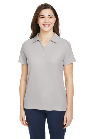 Core 365 CE112W Womens Fusion ChromaSoft Performance Moisture Wicking Pique Short Sleeve Polo Shirt Platinum Grey Model Front