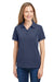 Core 365 CE112W Womens Fusion ChromaSoft Performance Moisture Wicking Pique Short Sleeve Polo Shirt Heather Classic Navy Blue Model Front