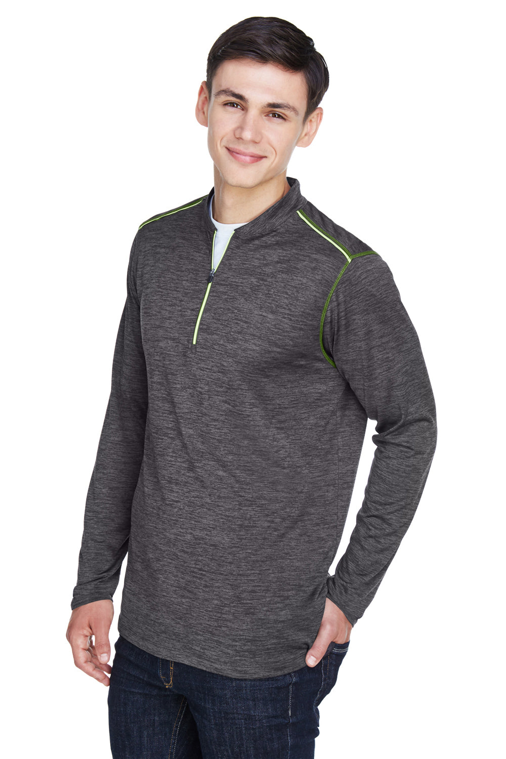 Core 365 CE401 Mens Kinetic Performance Moisture Wicking 1/4 Zip Sweatshirt Carbon Grey/Black Model 3q