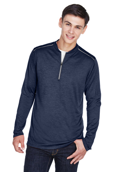 Core 365 CE401 Mens Kinetic Performance Moisture Wicking 1/4 Zip Sweatshirt Classic Navy Blue/Carbon Grey Model Front