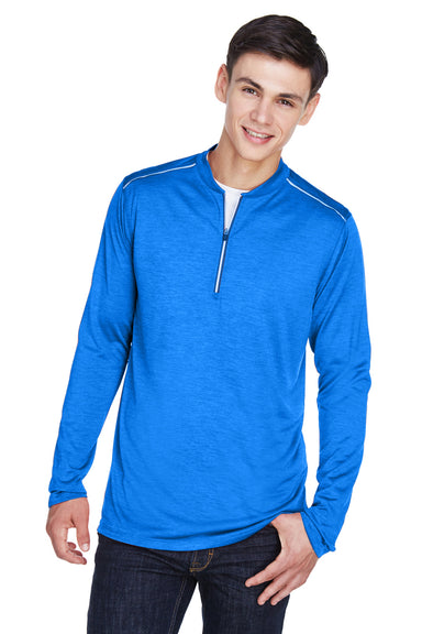 Core 365 CE401 Mens Kinetic Performance Moisture Wicking 1/4 Zip Sweatshirt True Royal Blue/Carbon Grey Model Front