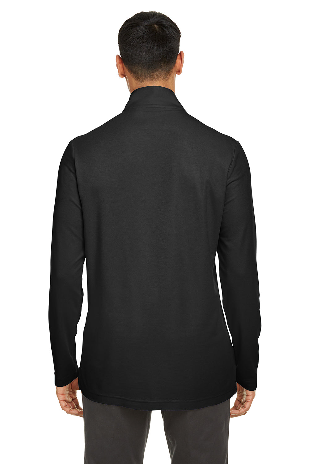 Core 365 CE405 Mens Fusion ChromaSoft Performance Moisture Wicking Pique 1/4 Zip Sweatshirt Black Model Back