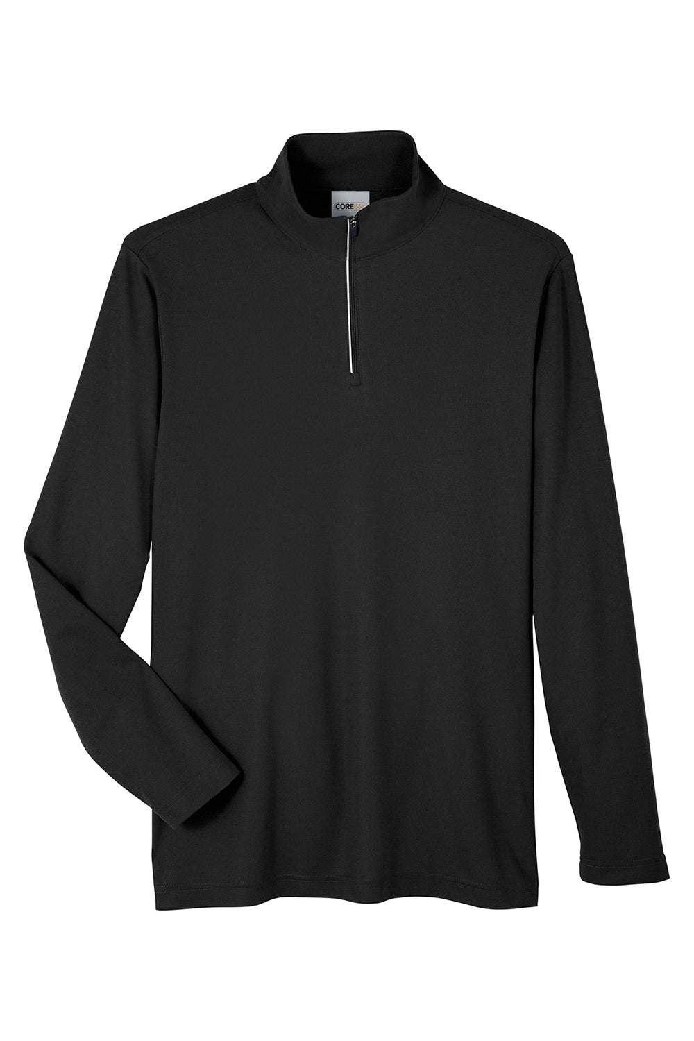 Core 365 CE405 Mens Fusion ChromaSoft Performance Moisture Wicking Pique 1/4 Zip Sweatshirt Black Flat Front