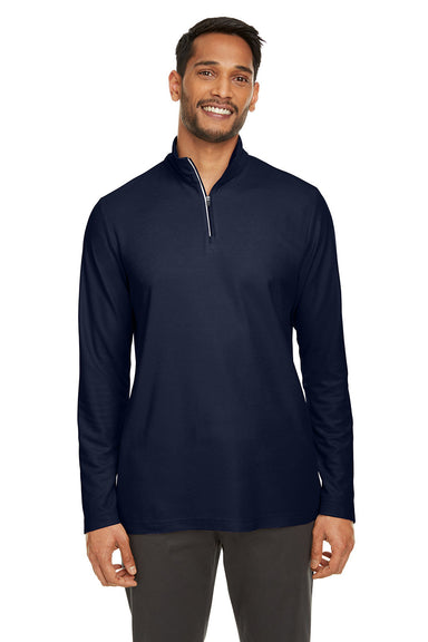 Core 365 CE405 Mens Fusion ChromaSoft Performance Moisture Wicking Pique 1/4 Zip Sweatshirt Classic Navy Blue Model Front