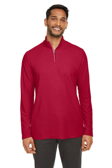 Core 365 CE405 Mens Fusion ChromaSoft Performance Moisture Wicking Pique 1/4 Zip Sweatshirt Classic Red Model Front