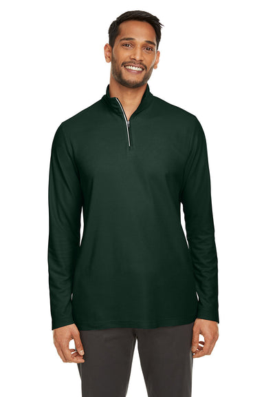 Core 365 CE405 Mens Fusion ChromaSoft Performance Moisture Wicking Pique 1/4 Zip Sweatshirt Forest Green Model Front