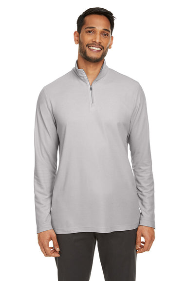 Core 365 CE405 Mens Fusion ChromaSoft Performance Moisture Wicking Pique 1/4 Zip Sweatshirt Platinum Grey Model Front