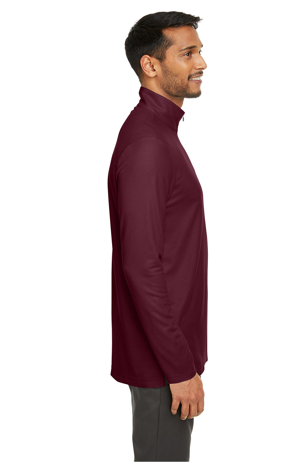 Core 365 CE405 Mens Fusion ChromaSoft Performance Moisture Wicking Pique 1/4 Zip Sweatshirt Burgundy Model Side