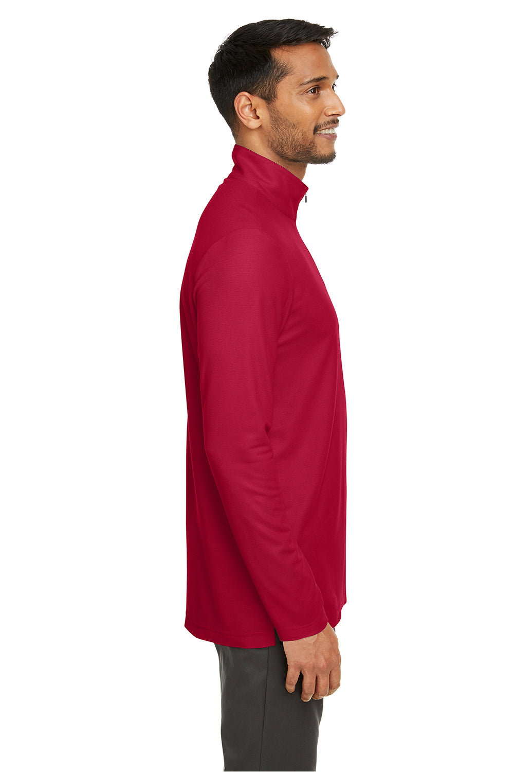 Core 365 CE405 Mens Fusion ChromaSoft Performance Moisture Wicking Pique 1/4 Zip Sweatshirt Classic Red Model Side