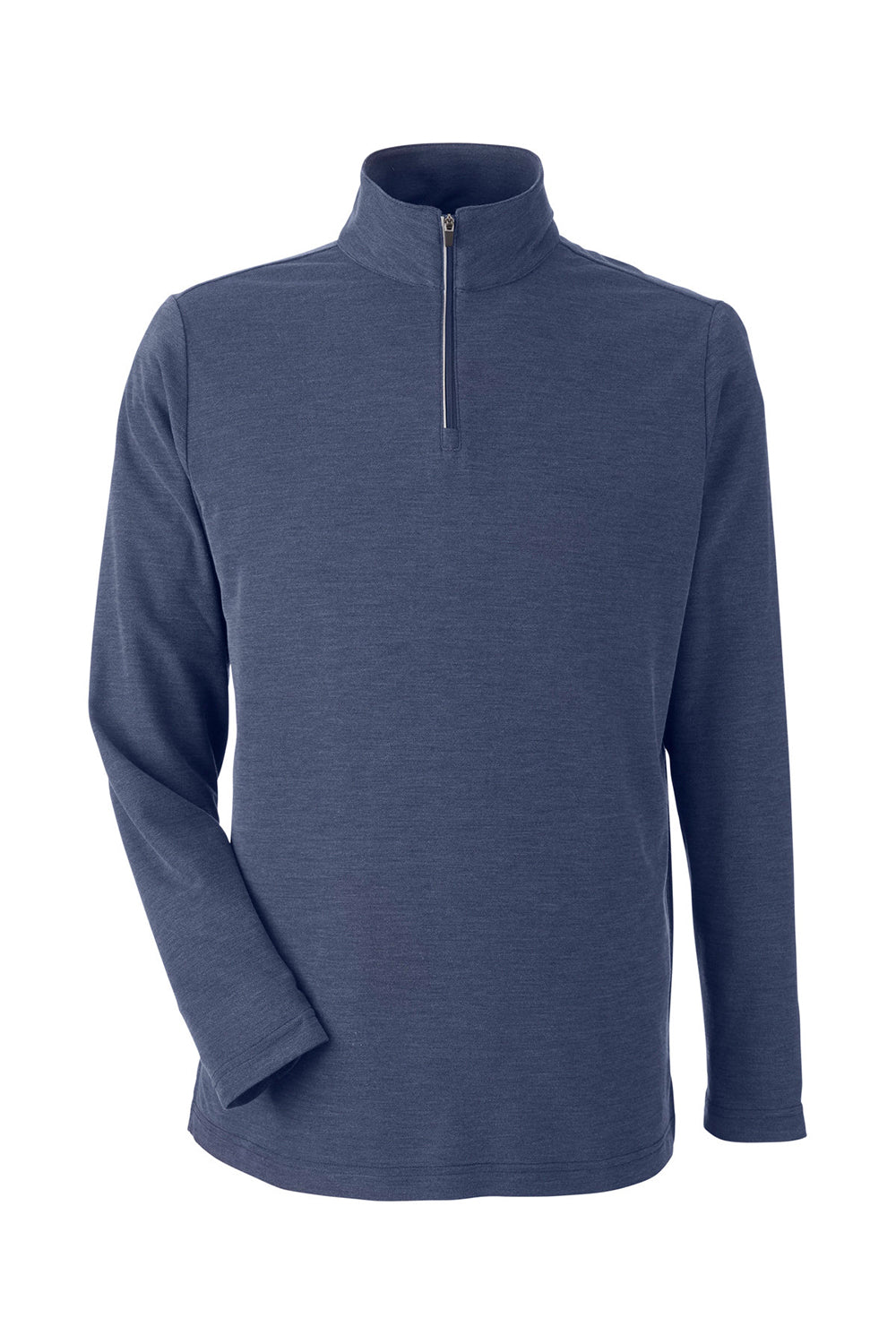 Core 365 CE405 Mens Fusion ChromaSoft Performance Moisture Wicking Pique 1/4 Zip Sweatshirt Heather Classic Navy Blue Flat Front