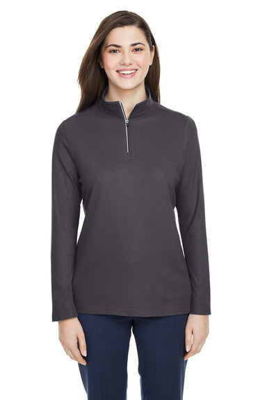 Core 365 CE405W Womens Fusion ChromaSoft Performance Moisture Wicking Pique 1/4 Zip Sweatshirt Carbon Grey Model Front