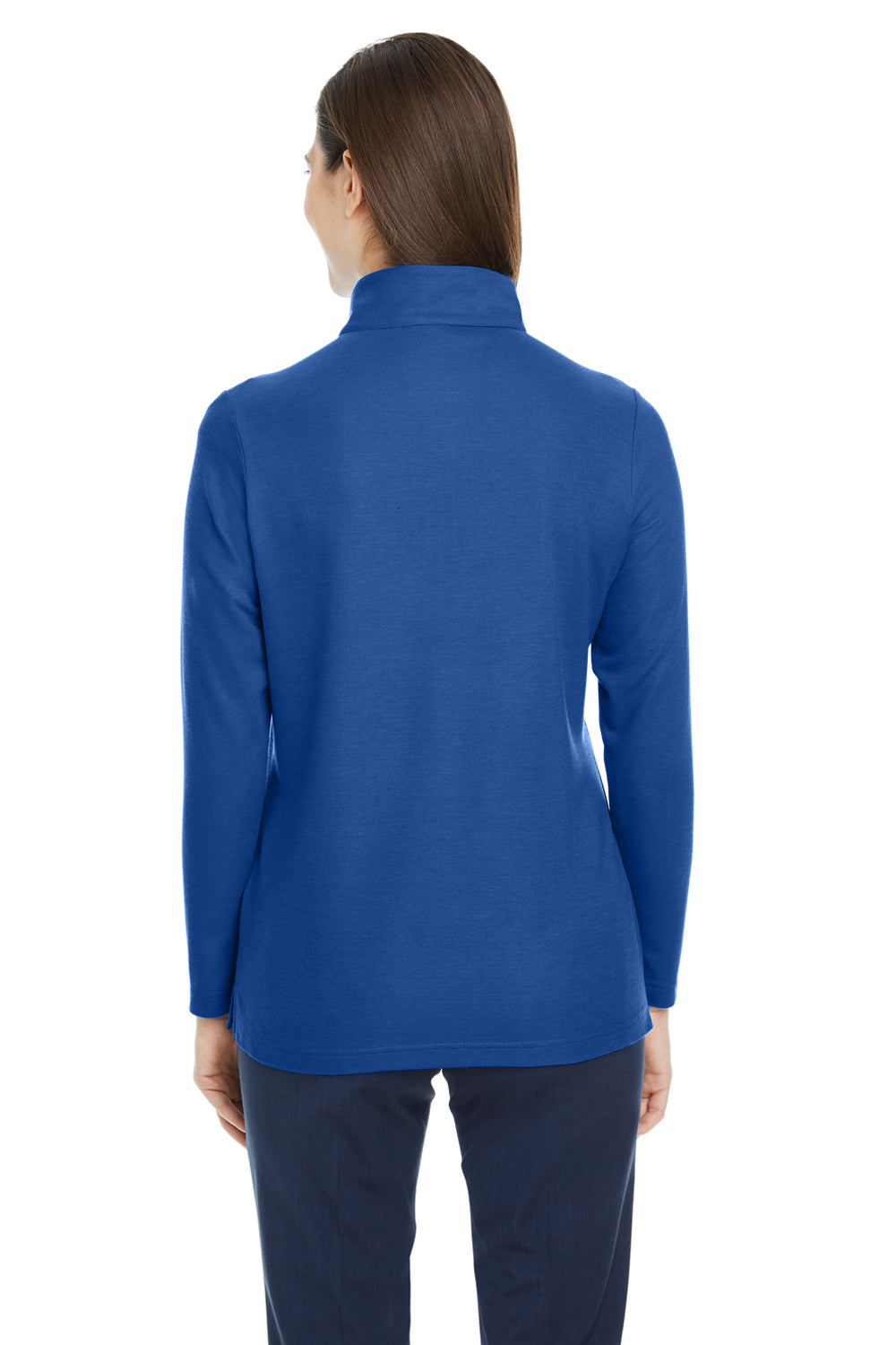 Core 365 CE405W Womens Fusion ChromaSoft Performance Moisture Wicking Pique 1/4 Zip Sweatshirt True Royal Blue Model Back