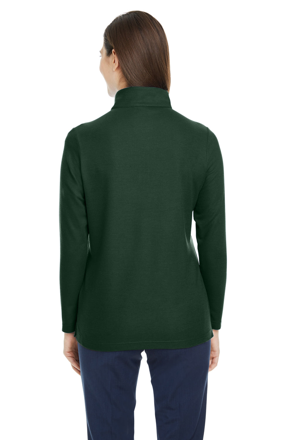 Core 365 CE405W Womens Fusion ChromaSoft Performance Moisture Wicking Pique 1/4 Zip Sweatshirt Forest Green Model Back