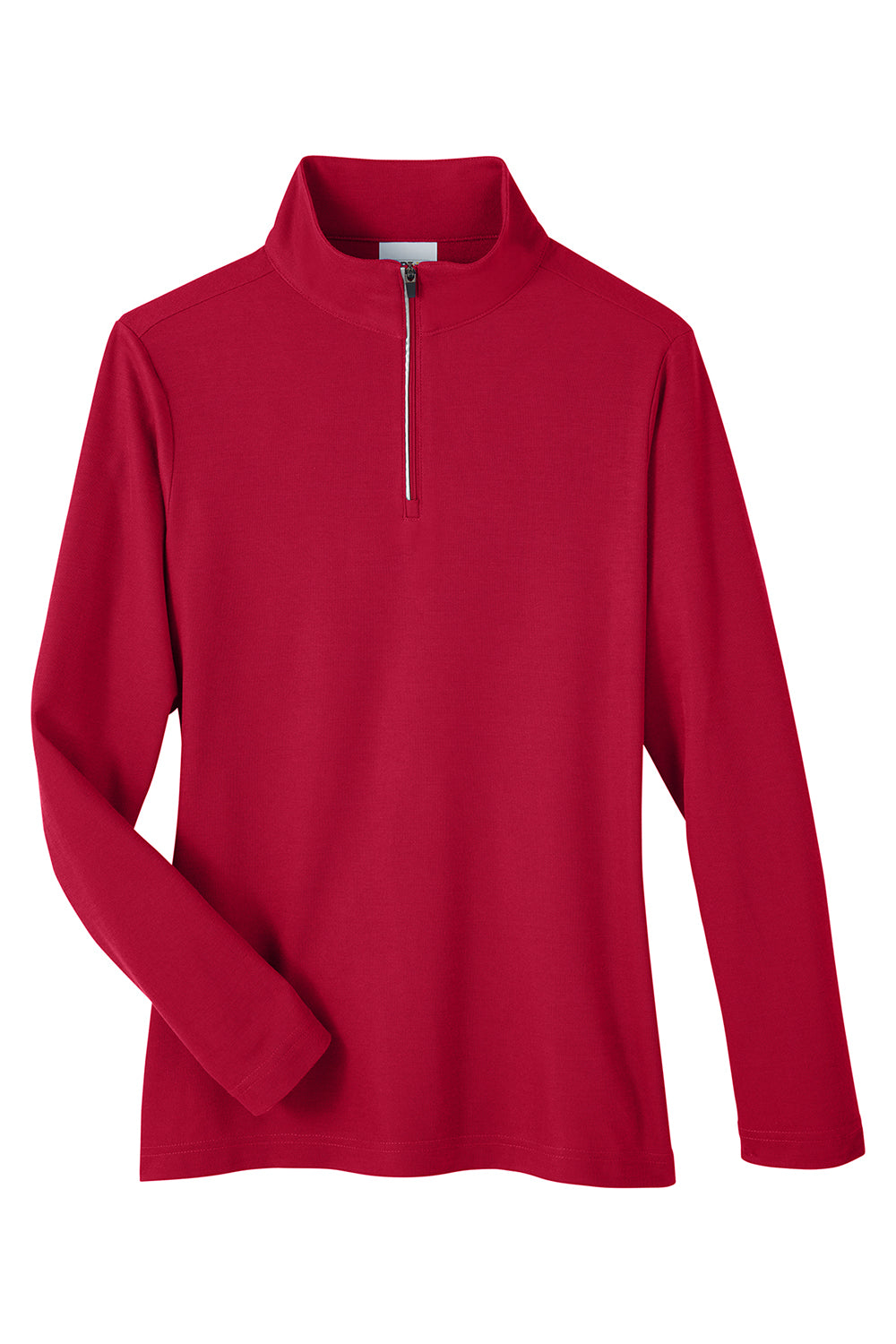 Core 365 CE405W Womens Fusion ChromaSoft Performance Moisture Wicking Pique 1/4 Zip Sweatshirt Classic Red Flat Front