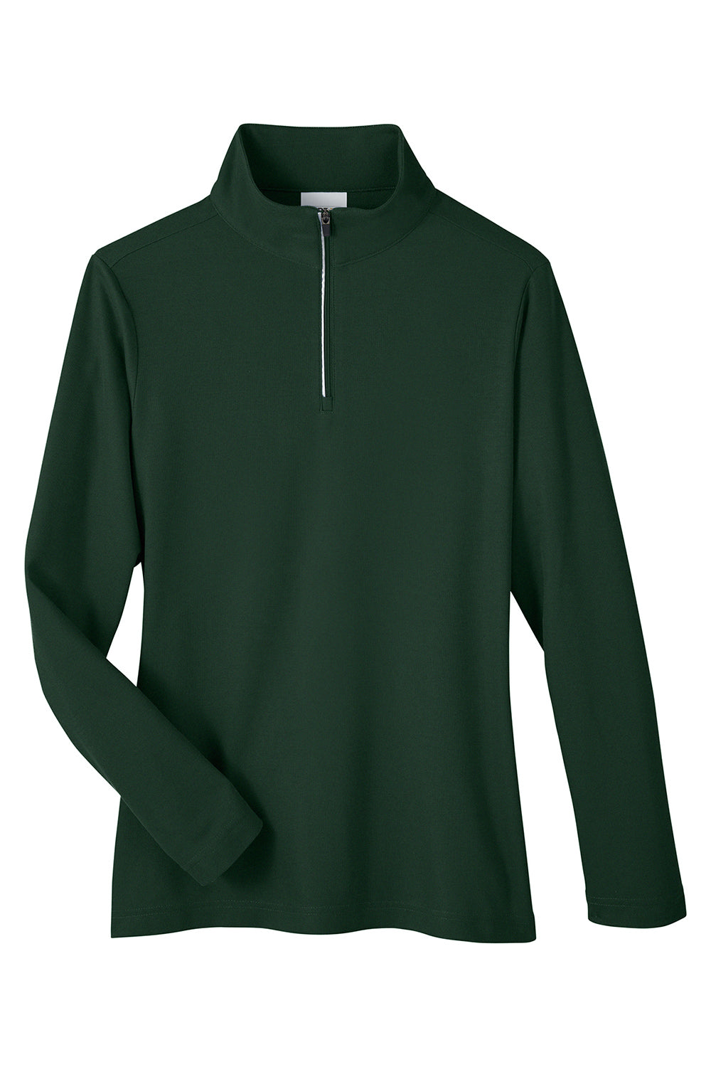 Core 365 CE405W Womens Fusion ChromaSoft Performance Moisture Wicking Pique 1/4 Zip Sweatshirt Forest Green Flat Front