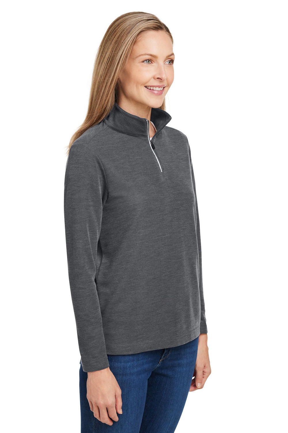 Core 365 CE405W Womens Fusion ChromaSoft Performance Moisture Wicking Pique 1/4 Zip Sweatshirt Heather Carbon Grey Model 3q