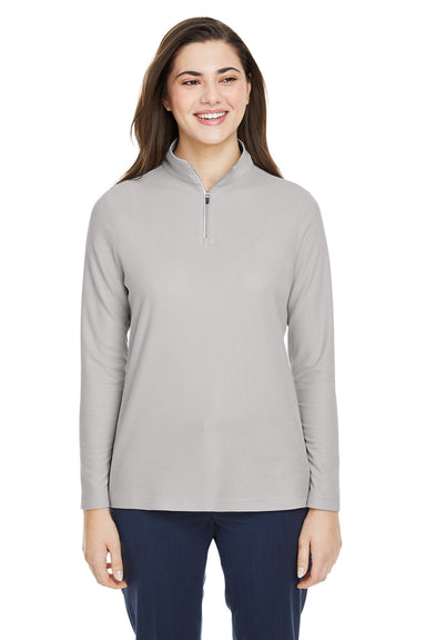 Core 365 CE405W Womens Fusion ChromaSoft Performance Moisture Wicking Pique 1/4 Zip Sweatshirt Platinum Grey Model Front