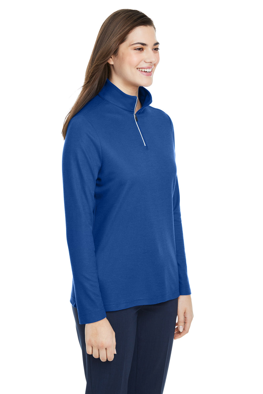 Core 365 CE405W Womens Fusion ChromaSoft Performance Moisture Wicking Pique 1/4 Zip Sweatshirt True Royal Blue Model 3q