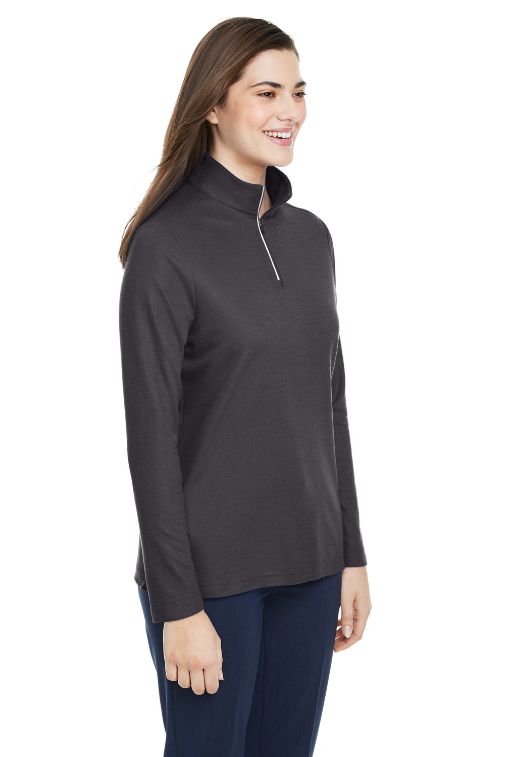 Core 365 CE405W Womens Fusion ChromaSoft Performance Moisture Wicking Pique 1/4 Zip Sweatshirt Carbon Grey Model 3q