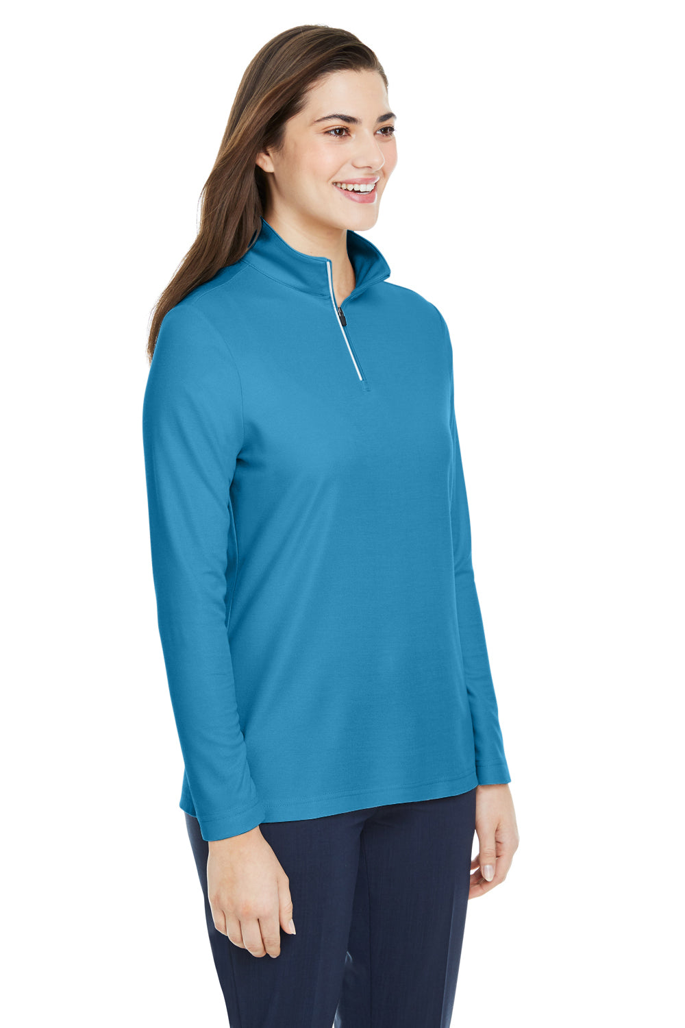 Core 365 CE405W Womens Fusion ChromaSoft Performance Moisture Wicking Pique 1/4 Zip Sweatshirt Electric Blue Model 3q