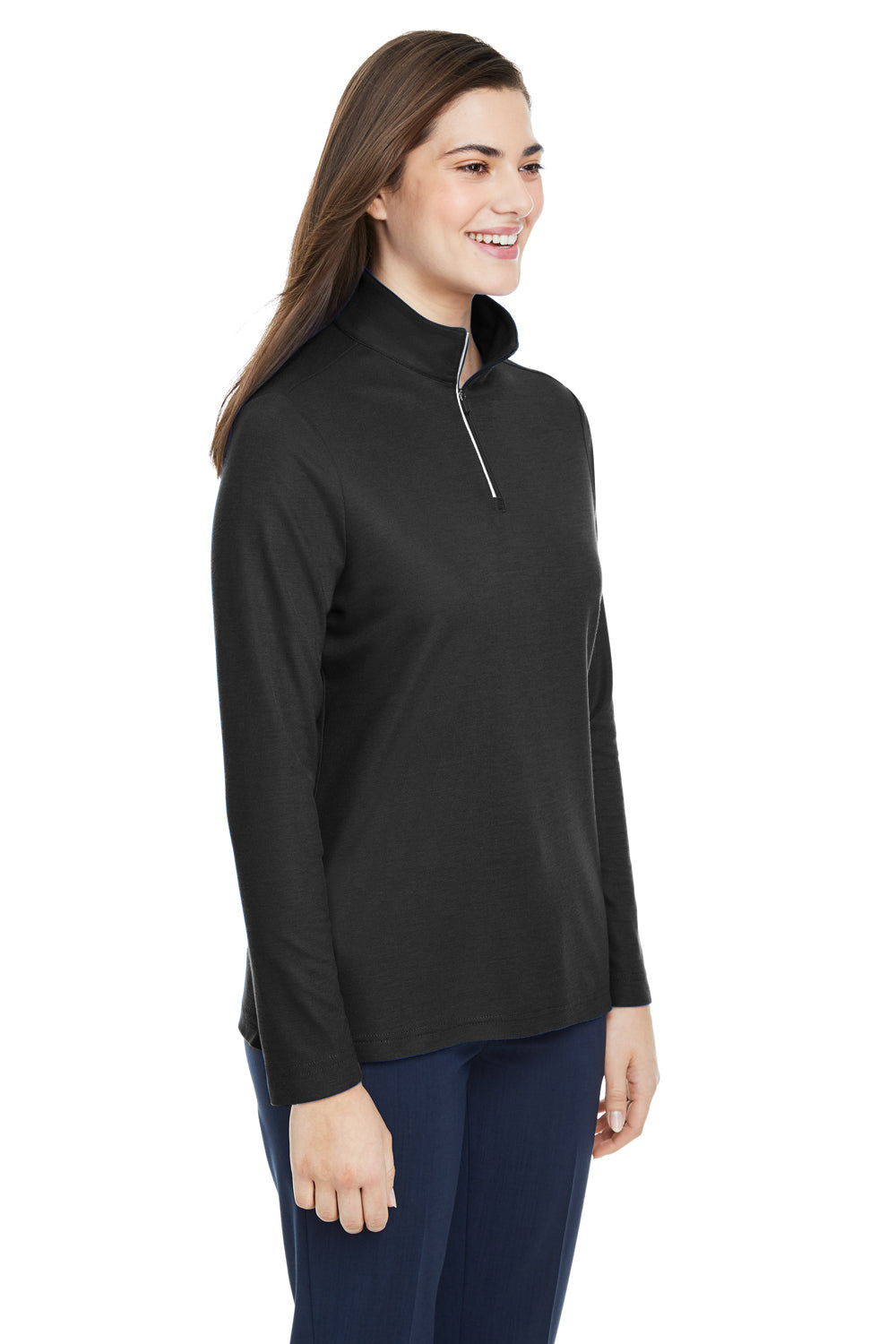 Core 365 CE405W Womens Fusion ChromaSoft Performance Moisture Wicking Pique 1/4 Zip Sweatshirt Black Model 3q