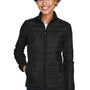 Core 365 Womens Prevail Packable Puffer Water Resistant Full Zip Jacket - Black