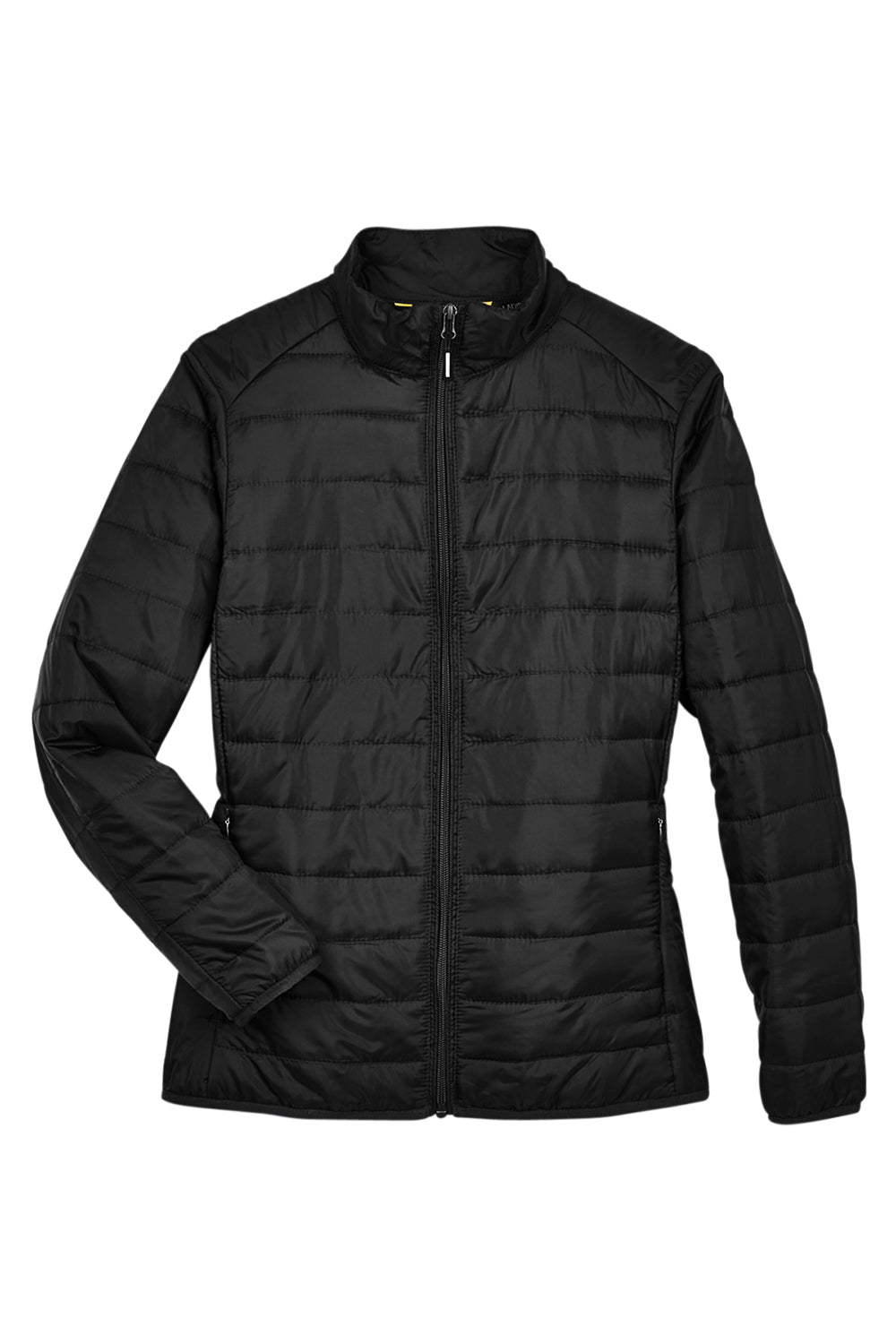 Core 365 CE700W Womens Prevail Packable Puffer Water Resistant Full Zip Jacket Black Flat Front