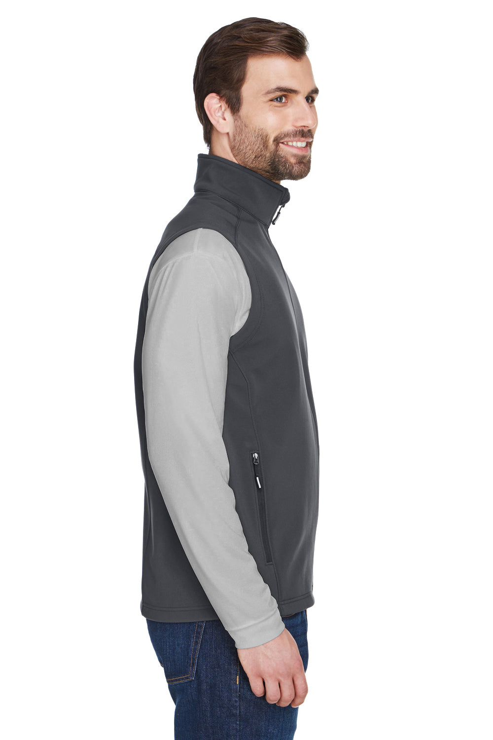 Core 365 CE701 Mens Cruise Water Resistant Full Zip Fleece Vest Carbon Grey Model Side