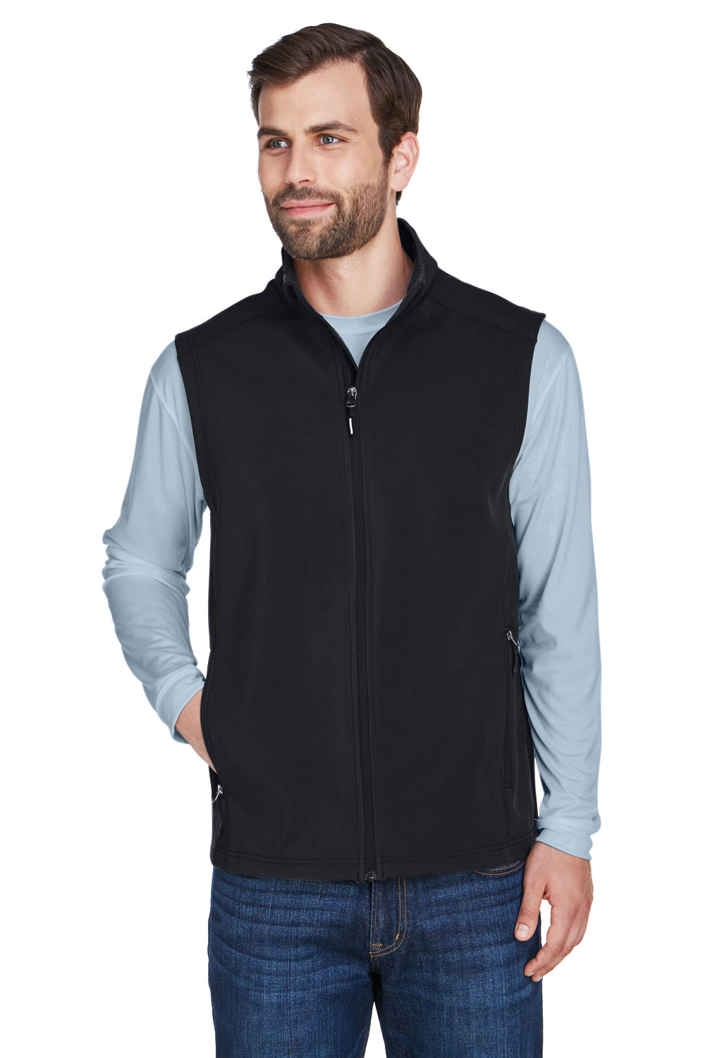 Core 365 CE701 Mens Cruise Water Resistant Full Zip Fleece Vest Black Model Front