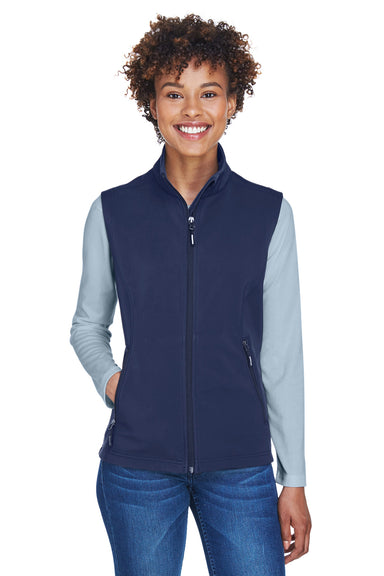 Core 365 CE701W Womens Cruise Water Resistant Full Zip Fleece Vest Classic Navy Blue Model Front