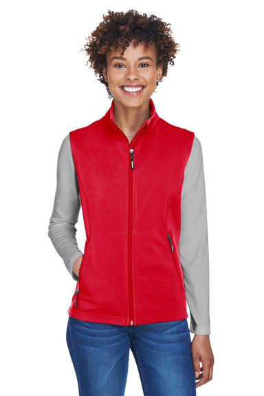 Core 365 CE701W Womens Cruise Water Resistant Full Zip Fleece Vest Classic Red Model Front