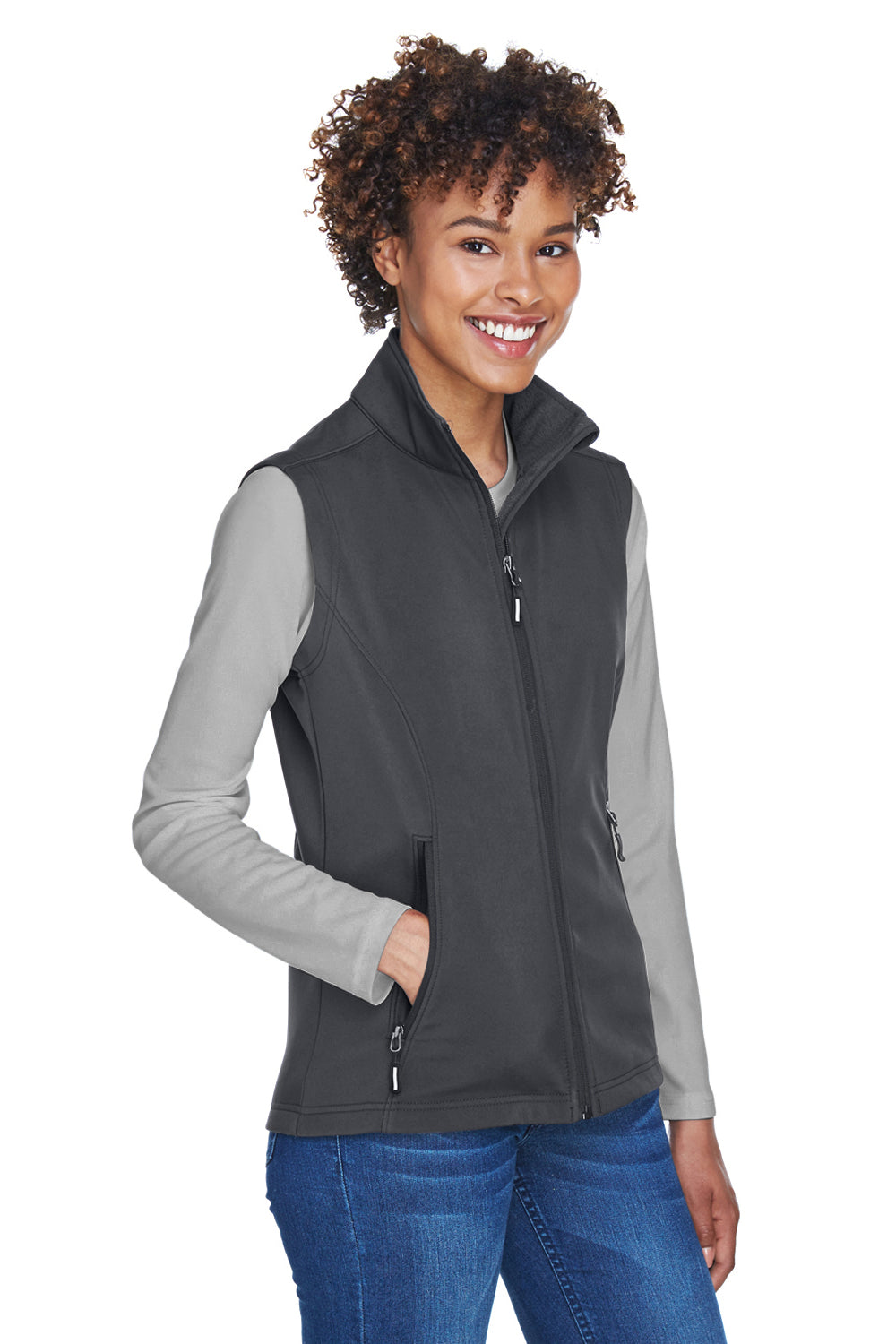 Core 365 CE701W Womens Cruise Water Resistant Full Zip Fleece Vest Carbon Grey Model 3q