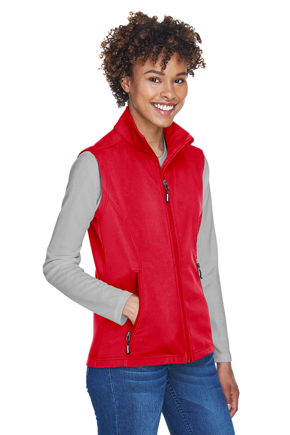 Core 365 CE701W Womens Cruise Water Resistant Full Zip Fleece Vest Classic Red Model 3q