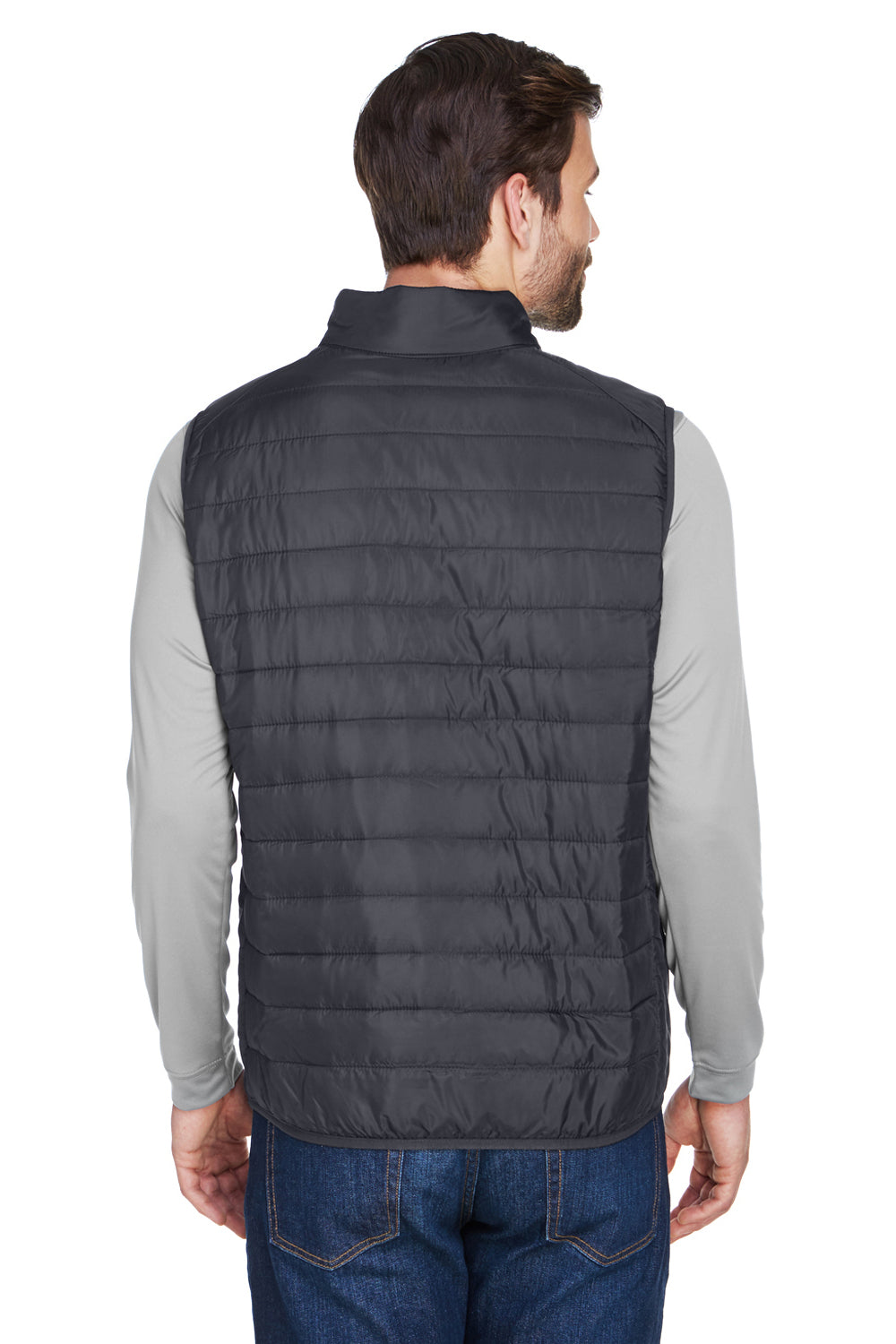 Core 365 CE702 Mens Prevail Packable Puffer Water Resistant Full Zip Vest Carbon Grey Model Back