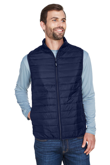 Core 365 CE702 Mens Prevail Packable Puffer Water Resistant Full Zip Vest Classic Navy Blue Model Front