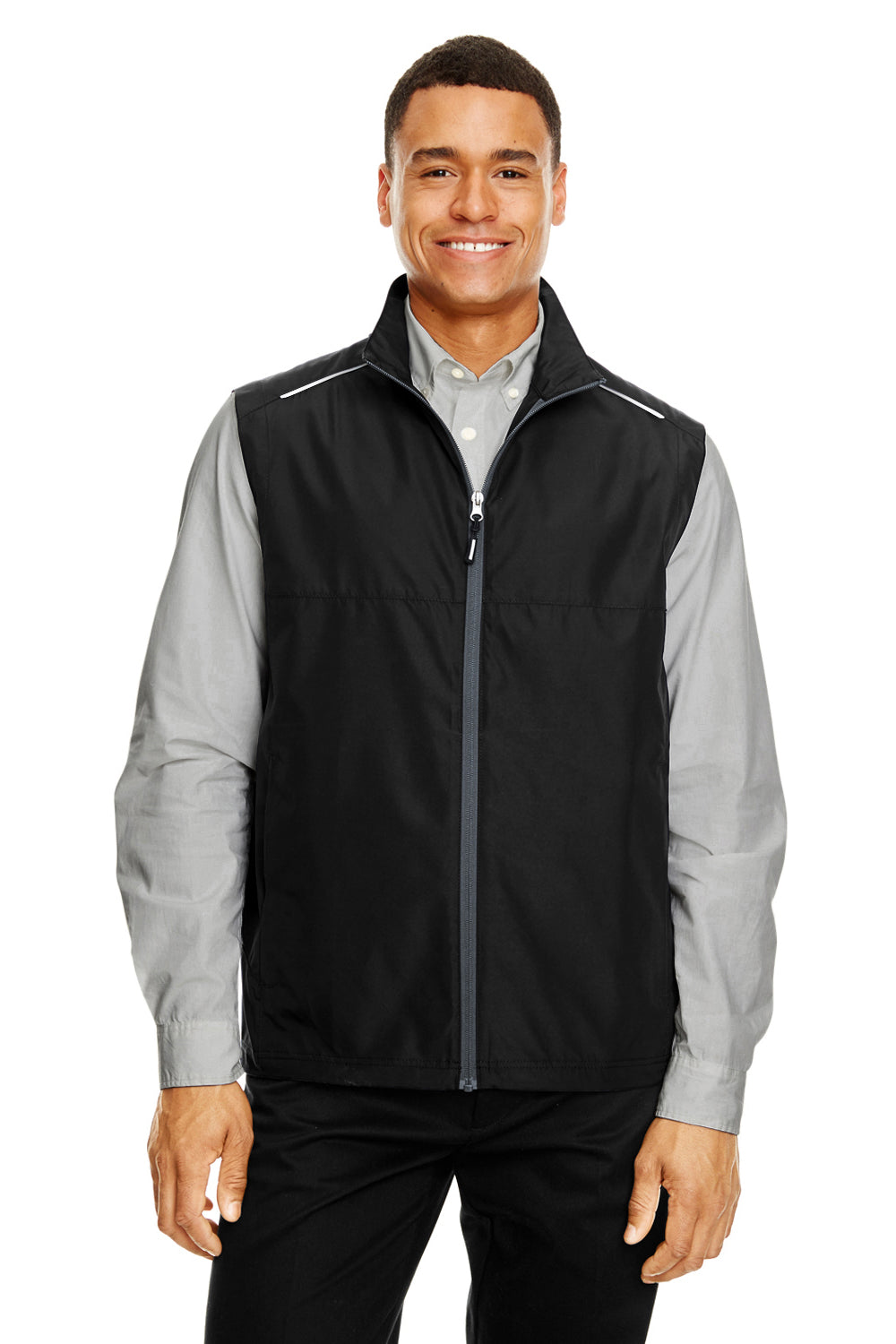 Core 365 CE703 Mens Techno Lite Water Resistant Full Zip Vest Black Model Front