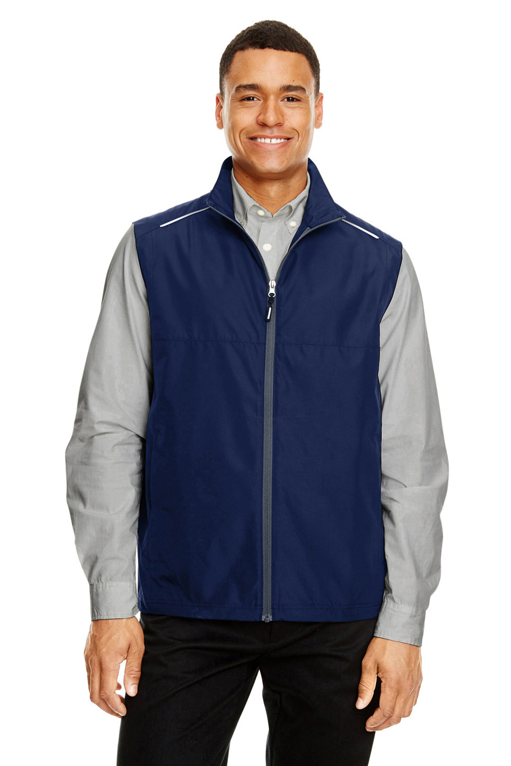 Core 365 CE703 Mens Techno Lite Water Resistant Full Zip Vest Classic Navy Blue Model Front