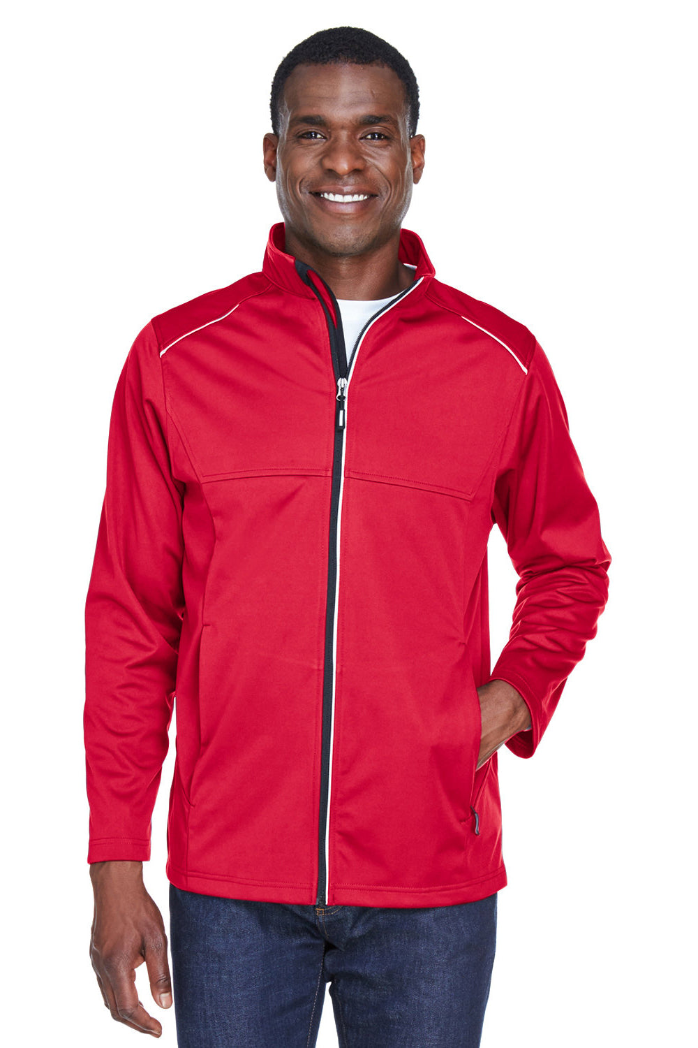 Core 365 CE708 Mens Techno Lite Water Resistant Full Zip Jacket Classic Red Model Front