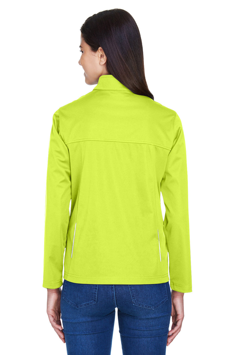 Core 365 CE708W Womens Techno Lite Water Resistant Full Zip Jacket Safety Yellow Model Back