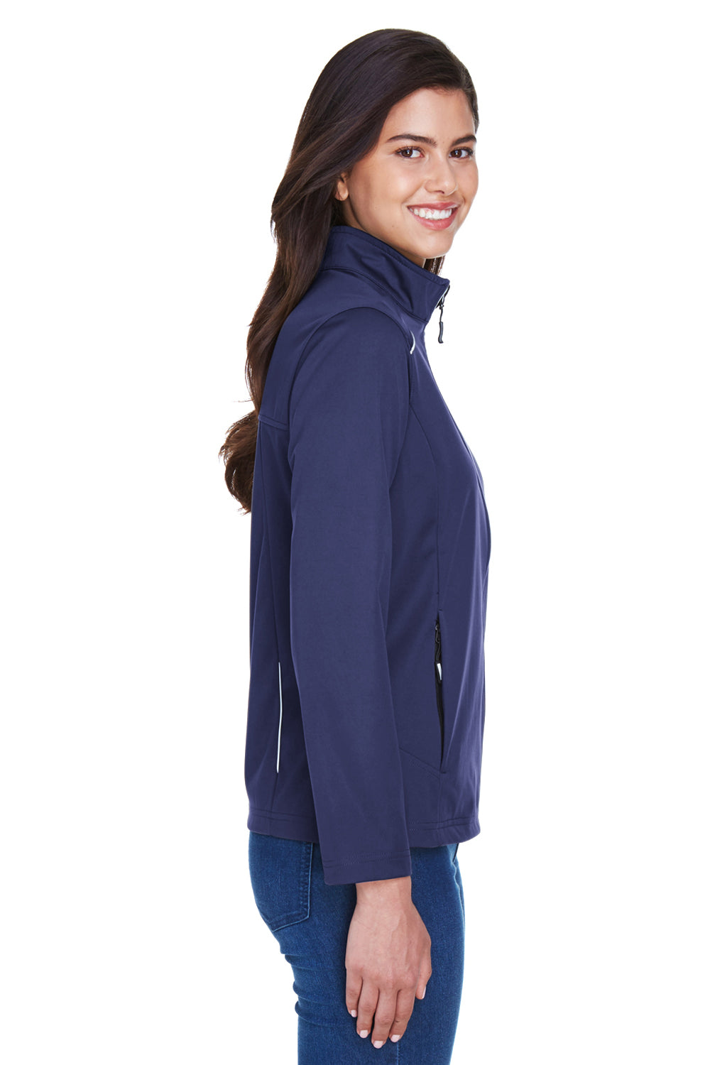 Core 365 CE708W Womens Techno Lite Water Resistant Full Zip Jacket Classic Navy Blue Model Side