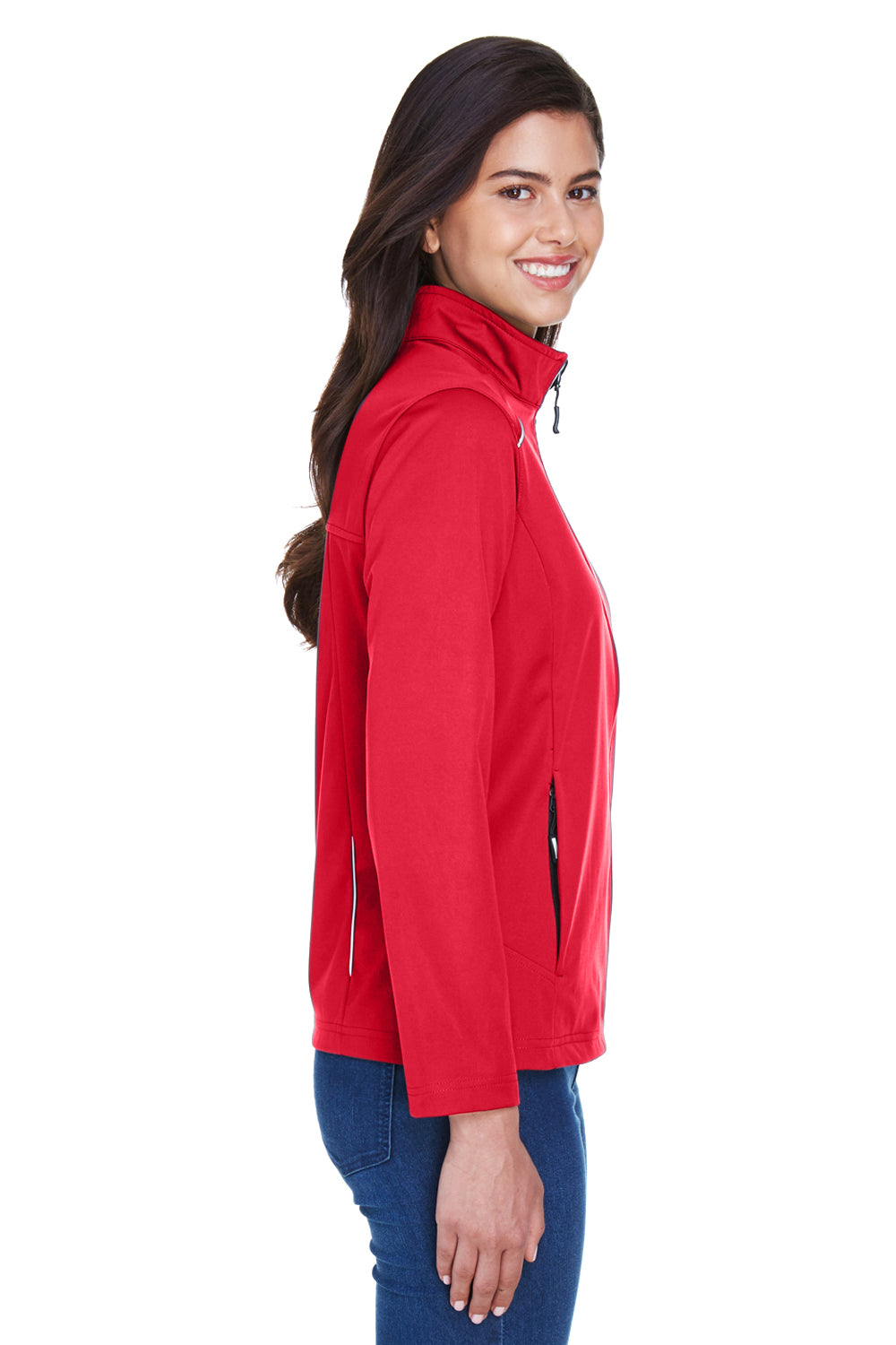 Core 365 CE708W Womens Techno Lite Water Resistant Full Zip Jacket Classic Red Model Side