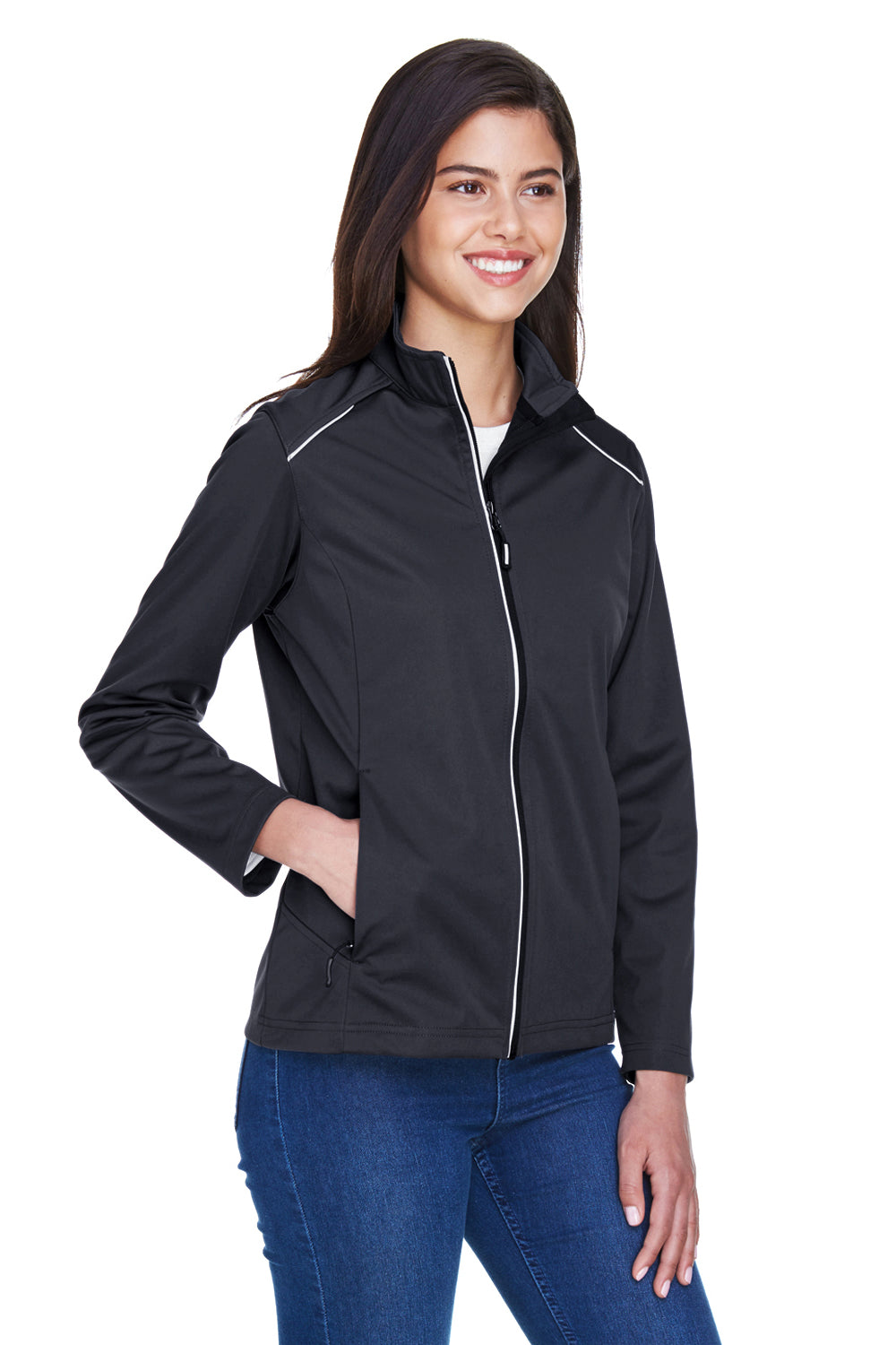 Core 365 CE708W Womens Techno Lite Water Resistant Full Zip Jacket Black Model 3q