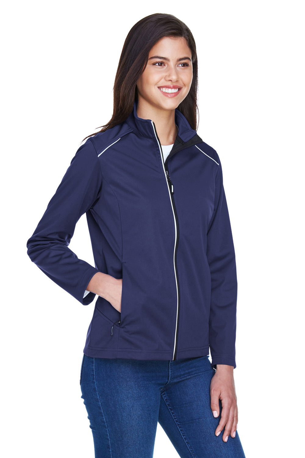 Core 365 CE708W Womens Techno Lite Water Resistant Full Zip Jacket Classic Navy Blue Model 3q