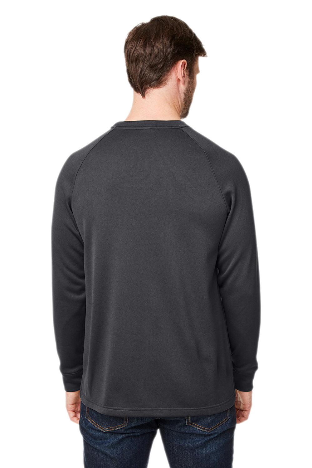 Core 365 CE800 Mens Fusion ChromaSoft Anti Static Fleece Crewneck Sweatshirt Carbon Grey Model Back