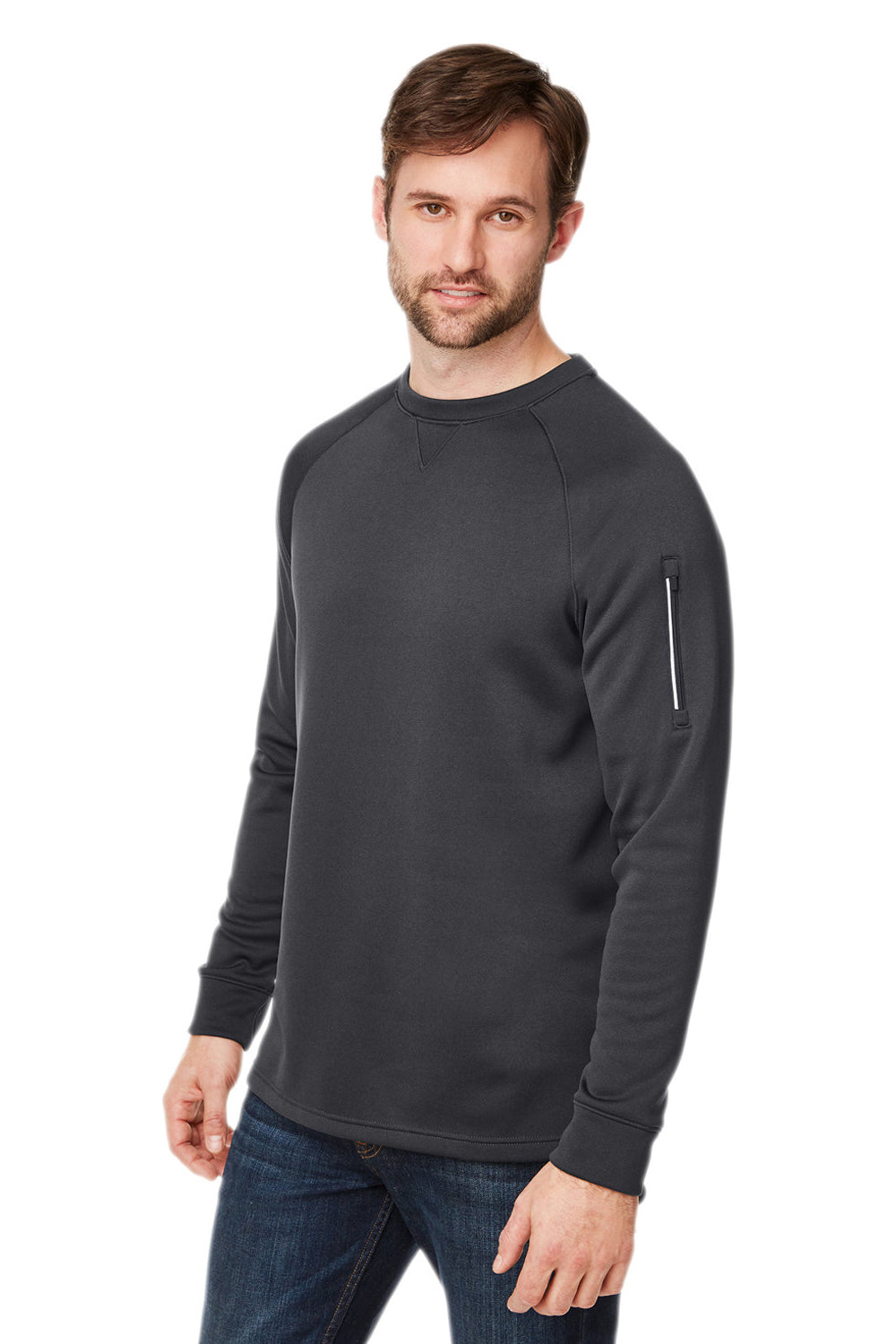 Core 365 CE800 Mens Fusion ChromaSoft Anti Static Fleece Crewneck Sweatshirt Carbon Grey Model 3q