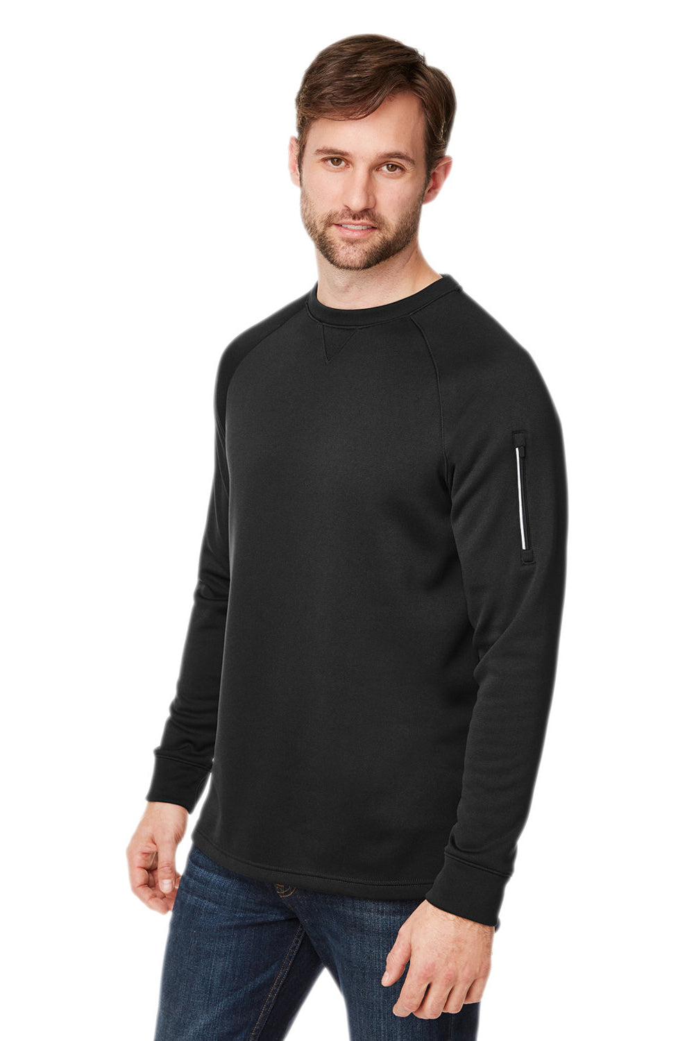 Core 365 CE800 Mens Fusion ChromaSoft Anti Static Fleece Crewneck Sweatshirt Black Model 3q